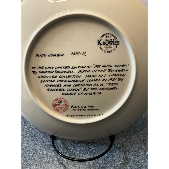 Vintage Norman Rockwell Collector Plate titled "The Music Maker" by Knowles - Picture 2 of 2